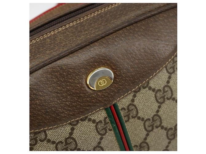Borsa Gucci GG Supreme Web Sherry Line PVC Beige Oro 001 261 1086 Auth BA6005 D'oro - vista 17
