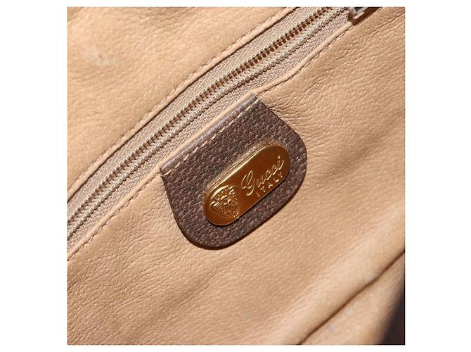 Borsa Gucci GG Supreme Web Sherry Line PVC Beige Oro 001 261 1086 Auth BA6005 D'oro - vista 18