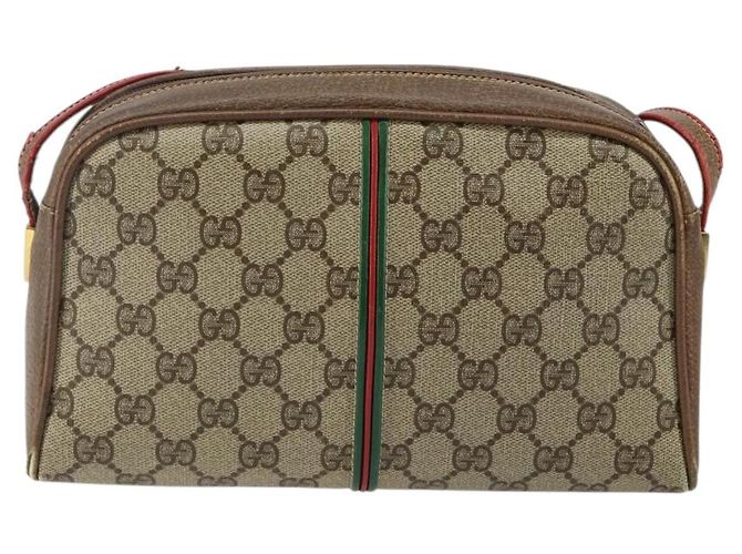 Borsa Gucci GG Supreme Web Sherry Line PVC Beige Oro 001 261 1086 Auth BA6005 D'oro - vista 2