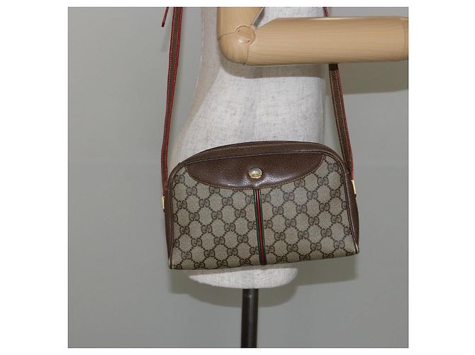 Borsa Gucci GG Supreme Web Sherry Line PVC Beige Oro 001 261 1086 Auth BA6005 D'oro - vista 22