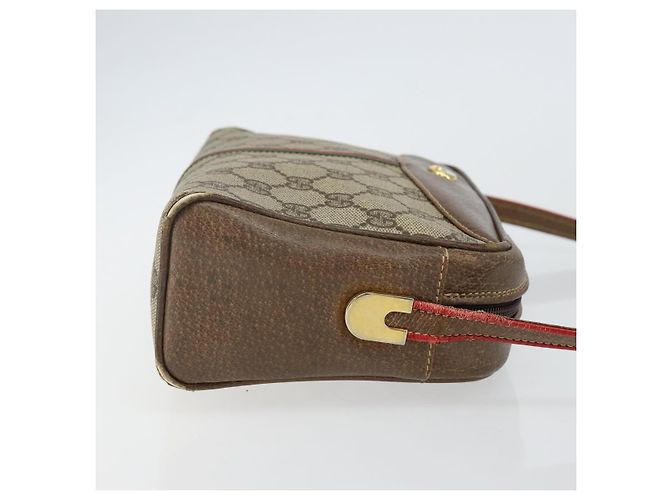 Borsa Gucci GG Supreme Web Sherry Line PVC Beige Oro 001 261 1086 Auth BA6005 D'oro - vista 3