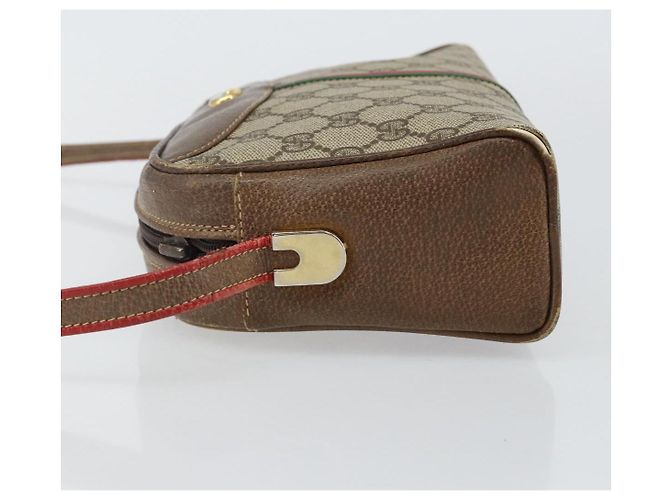 Borsa Gucci GG Supreme Web Sherry Line PVC Beige Oro 001 261 1086 Auth BA6005 D'oro - vista 4