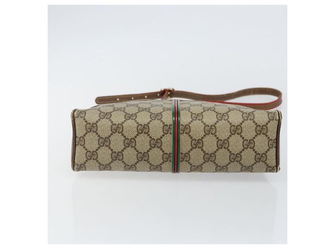 Borsa Gucci GG Supreme Web Sherry Line PVC Beige Oro 001 261 1086 Auth BA6005 D'oro - vista 5