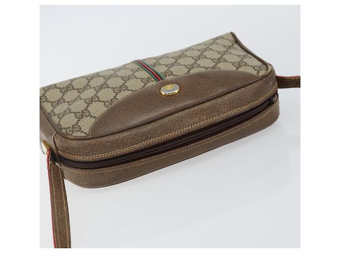 Borsa Gucci GG Supreme Web Sherry Line PVC Beige Oro 001 261 1086 Auth BA6005 D'oro - vista 6