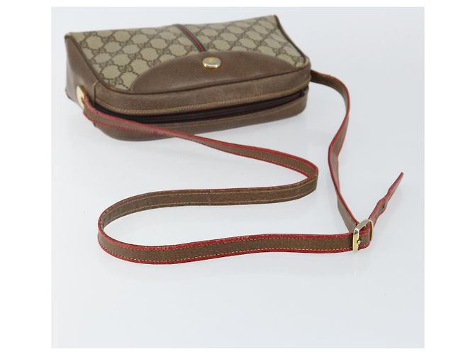 Borsa Gucci GG Supreme Web Sherry Line PVC Beige Oro 001 261 1086 Auth BA6005 D'oro - vista 7