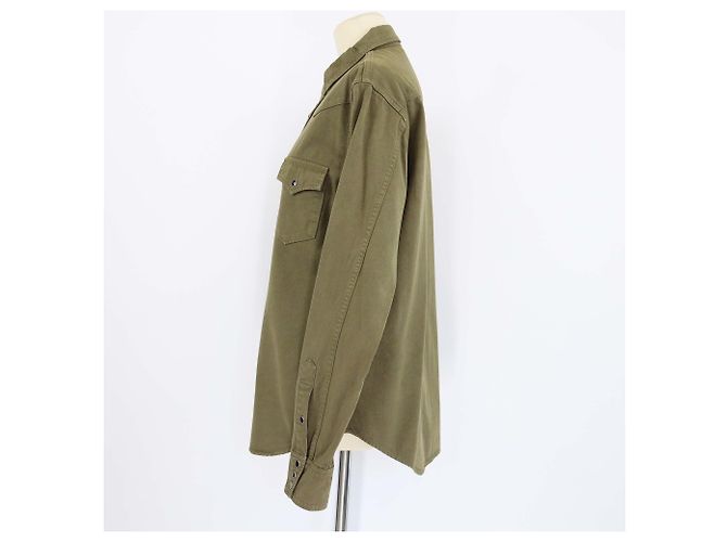 Camicia in denim verde militare a maniche lunghe Saint Laurent - vista 2