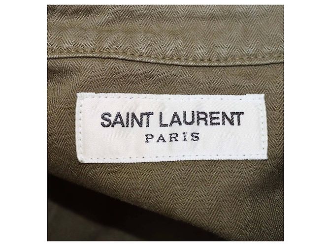 Camicia in denim verde militare a maniche lunghe Saint Laurent - vista 5