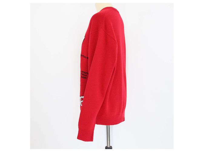 Pull en laine rouge tricoté Doughboy Supreme - vue 2