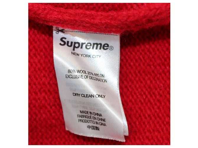 Pull en laine rouge tricoté Doughboy Supreme - vue 6
