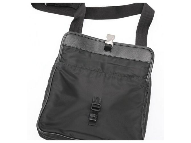 Borsa a Spalla in Pelle Saffiano Prada Nero - view 7