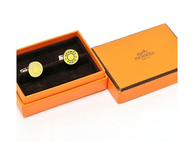 Abotoaduras Hermès Ricor 2 Série Prata Amarelo - vista 5
