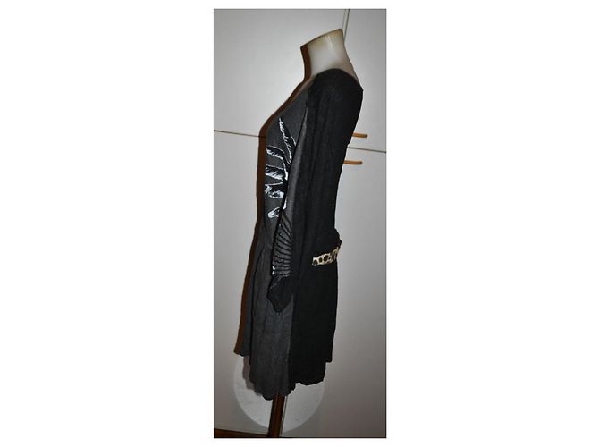 Just Cavalli Kleid Grau Viskose Baumwolle M - Ansicht 3