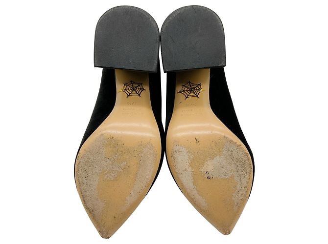 Décolleté in velluto nero Charlotte Olympia con cuore rosso - vista 6