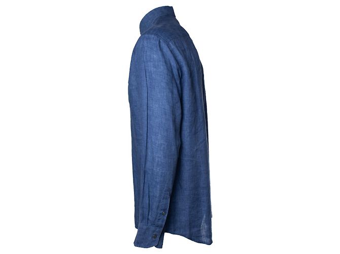 Brioni, Camicia in lino blu - vista 2