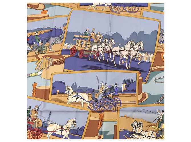 Foulard in seta 100% Hermès Carré 90 "Carrozza e cappello" in Marrone - vista 10