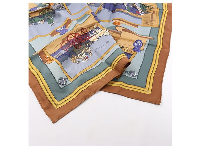 Foulard in seta 100% Hermès Carré 90 "Carrozza e cappello" in Marrone - vista 2