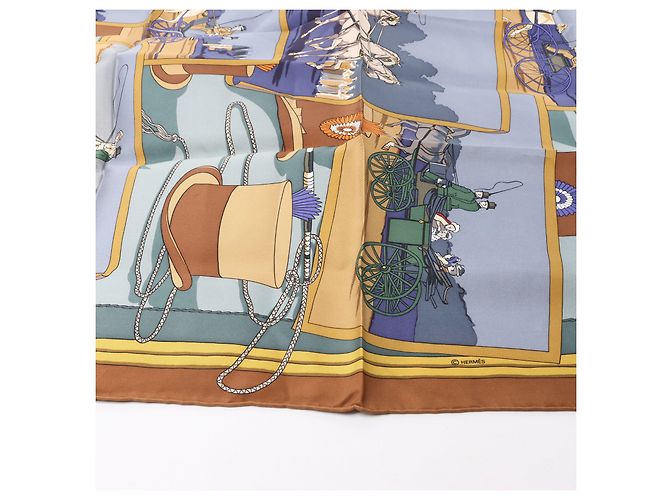 Foulard in seta 100% Hermès Carré 90 "Carrozza e cappello" in Marrone - vista 5