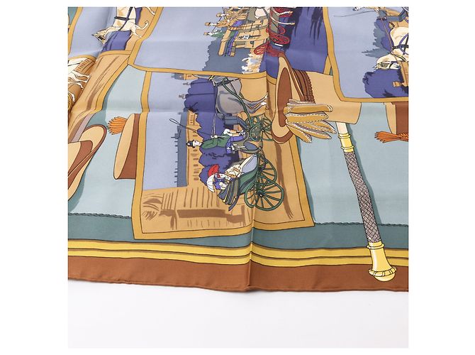 Foulard in seta 100% Hermès Carré 90 "Carrozza e cappello" in Marrone - vista 7
