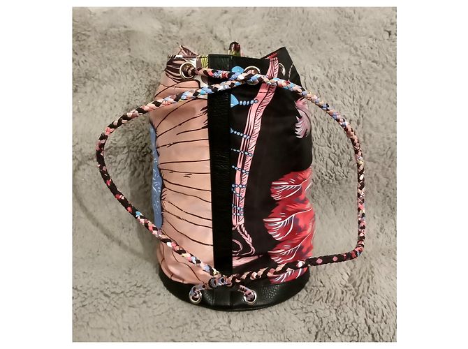 Mochila Hermès de cuero y seda multicolor - vista 13