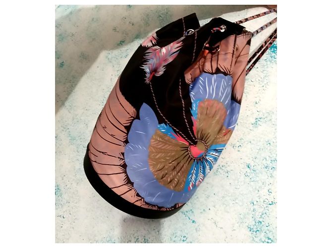 Mochila Hermès de cuero y seda multicolor - vista 4