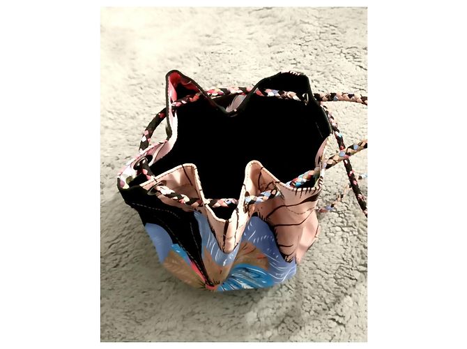 Mochila Hermès de cuero y seda multicolor - vista 9