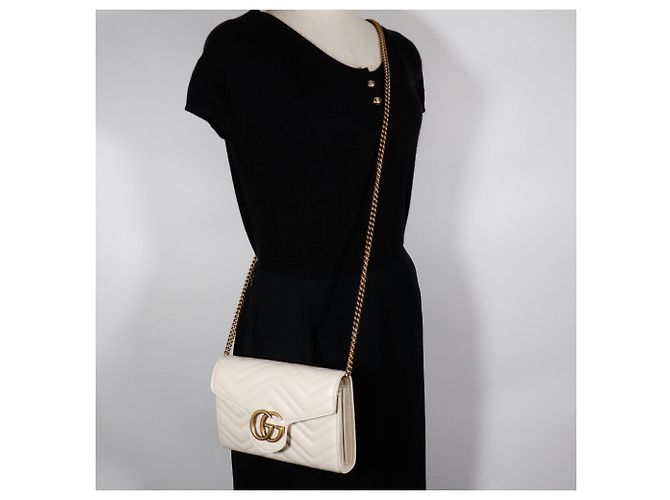 Cartera/Clutch Gucci GG Marmont con cadena Blanco - vista 15