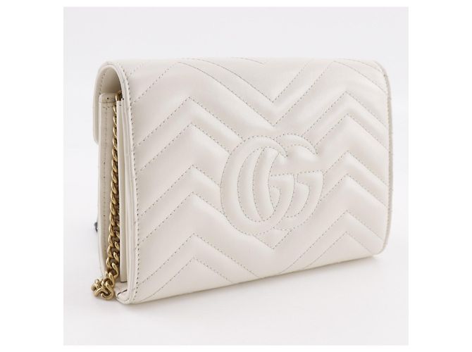 Cartera/Clutch Gucci GG Marmont con cadena Blanco - vista 3