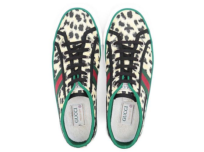 Sneaker in shearling goffrato Gucci GG Giallo - vista 5
