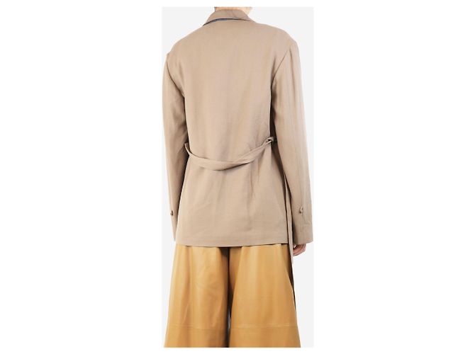 Autre Marque Taupe Wollmischung Jacke mit Gürtel - Größe UK 10 Braun - Ansicht 2