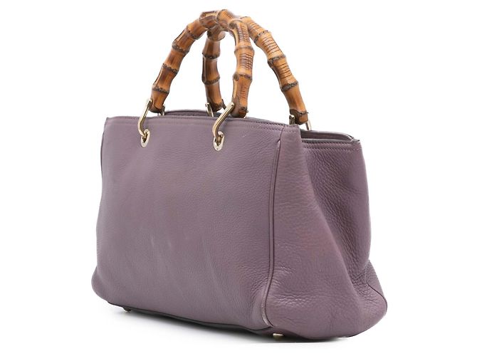 Bamboo Borsa shopper media in pelle di vitello viola con bambù Gucci Porpora - vista 2