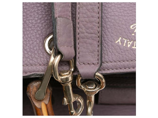 Bamboo Borsa shopper media in pelle di vitello viola con bambù Gucci Porpora - vista 8