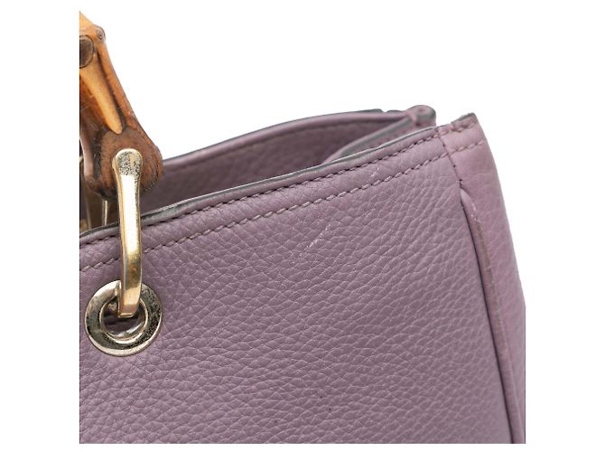 Bamboo Borsa shopper media in pelle di vitello viola con bambù Gucci Porpora - vista 9