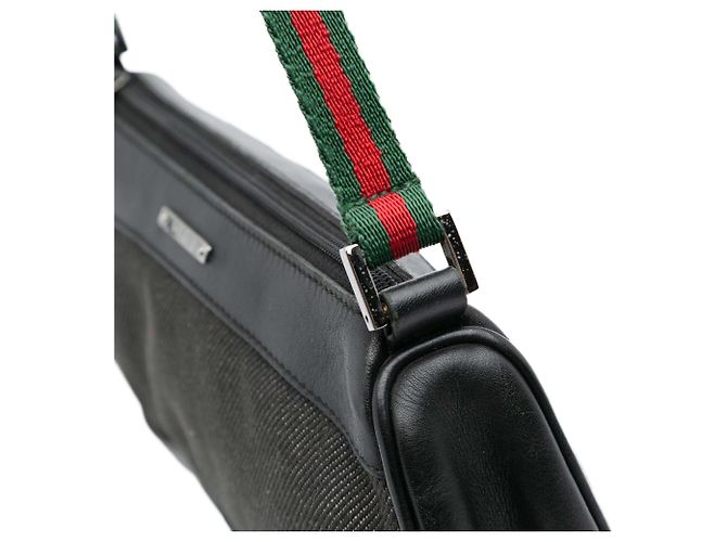 Bolso de Hombro de Denim Negro Gucci con Web - vista 7