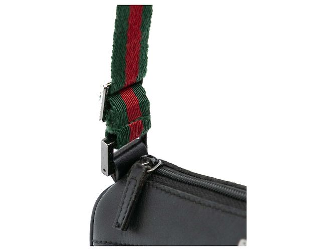 Bolso de Hombro de Denim Negro Gucci con Web - vista 9