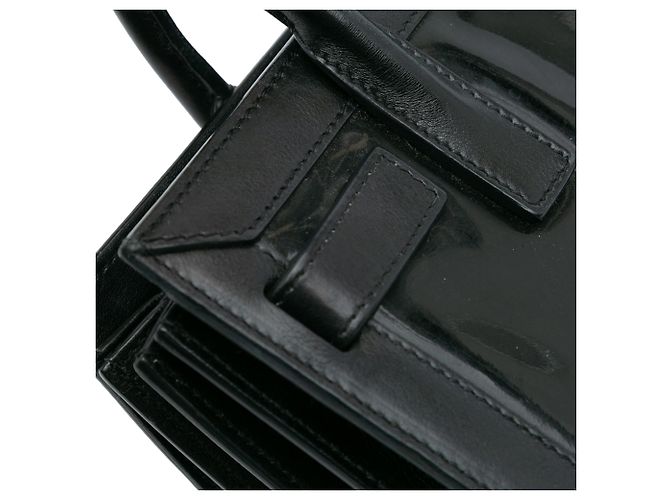 Jour Borsa Satchel Nano in Vernice Nera di Saint Laurent Nero - vista 9