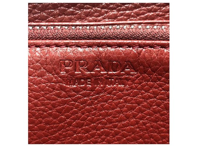 Portafoglio bi-fold in pelle rossa Prada Rosso - vista 10