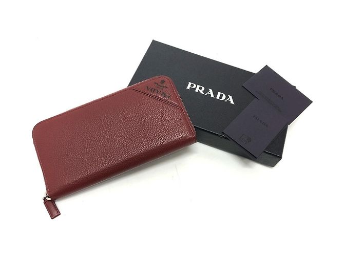Portafoglio bi-fold in pelle rossa Prada Rosso - vista 12