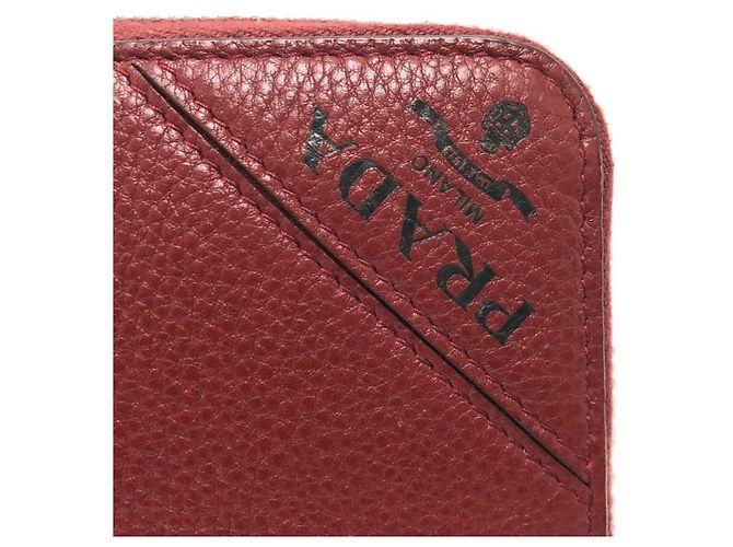 Portafoglio bi-fold in pelle rossa Prada Rosso - vista 7