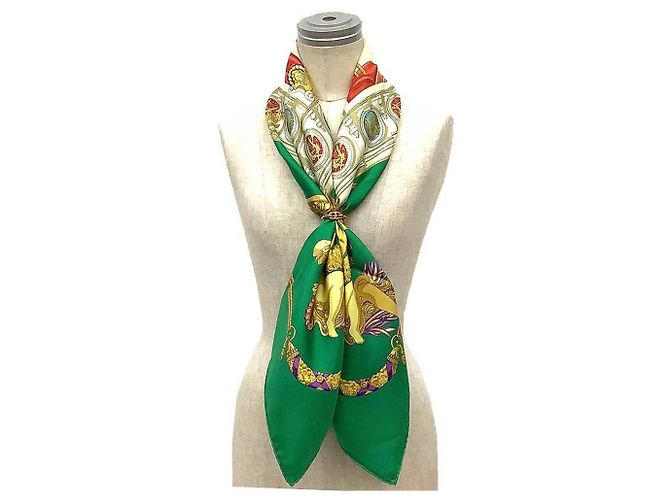 Sciarpa Hermès Carré 90 - Omaggio a Charles Garnier Verde - vista 2