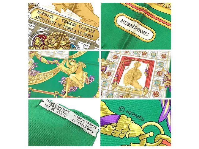 Sciarpa Hermès Carré 90 - Omaggio a Charles Garnier Verde - vista 3