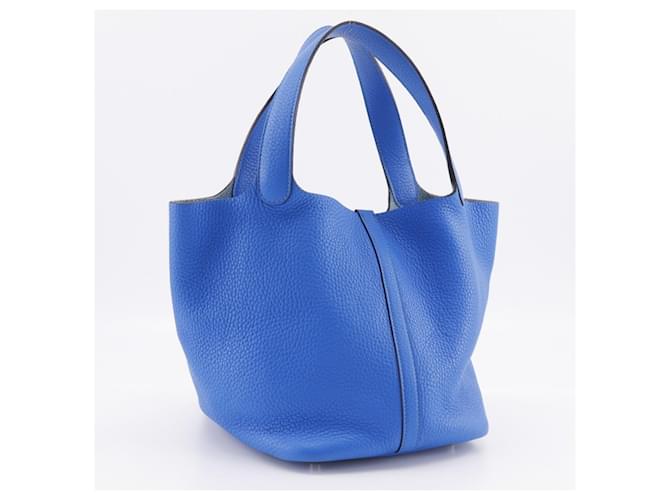 Borsa Hermès Picotin Lock MM Blu - vista 3