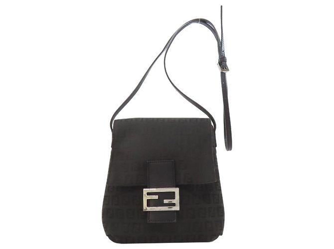 Fendi Zucca-Muster Canvas Schultertasche Schwarz - Ansicht 11