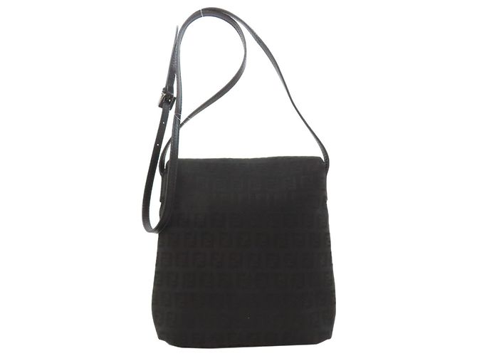 Fendi Zucca-Muster Canvas Schultertasche Schwarz - Ansicht 2