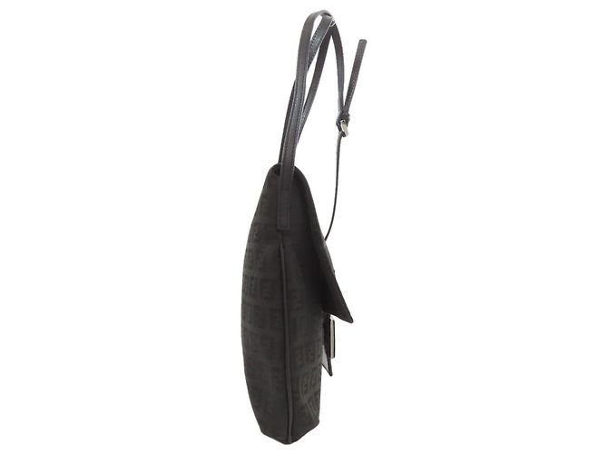Fendi Zucca-Muster Canvas Schultertasche Schwarz - Ansicht 3