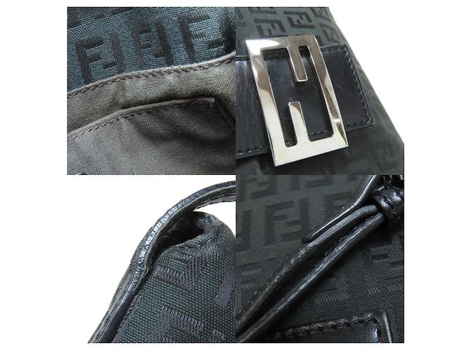 Fendi Zucca-Muster Canvas Schultertasche Schwarz - Ansicht 9