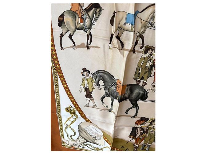 Foulard in seta Hermès Panache e Fantaisie verde e eggshell Bianco sporco - vista 5