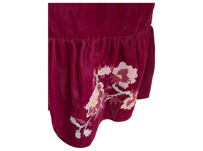 Falda de Terciopelo Burdeos con Flores Bordadas – Pinko - vista 3
