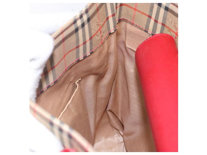 Borsa Tote Nova Check Burberry Canvas Beige Oro Auth 142111 D'oro - vista 17