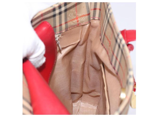 Borsa Tote Nova Check Burberry Canvas Beige Oro Auth 142111 D'oro - vista 18