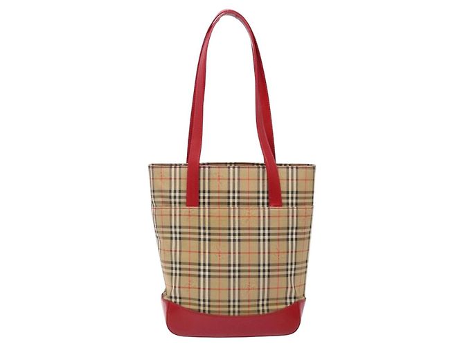 Borsa Tote Nova Check Burberry Canvas Beige Oro Auth 142111 D'oro - vista 2